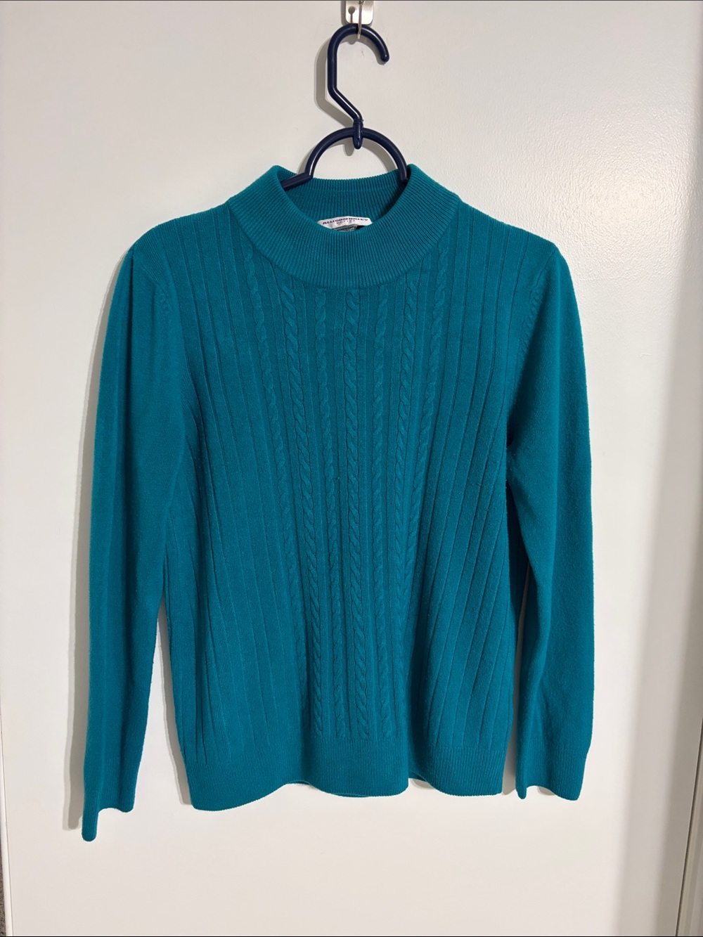 Allison Daley Teal Cable-Knit Turtleneck Sweater